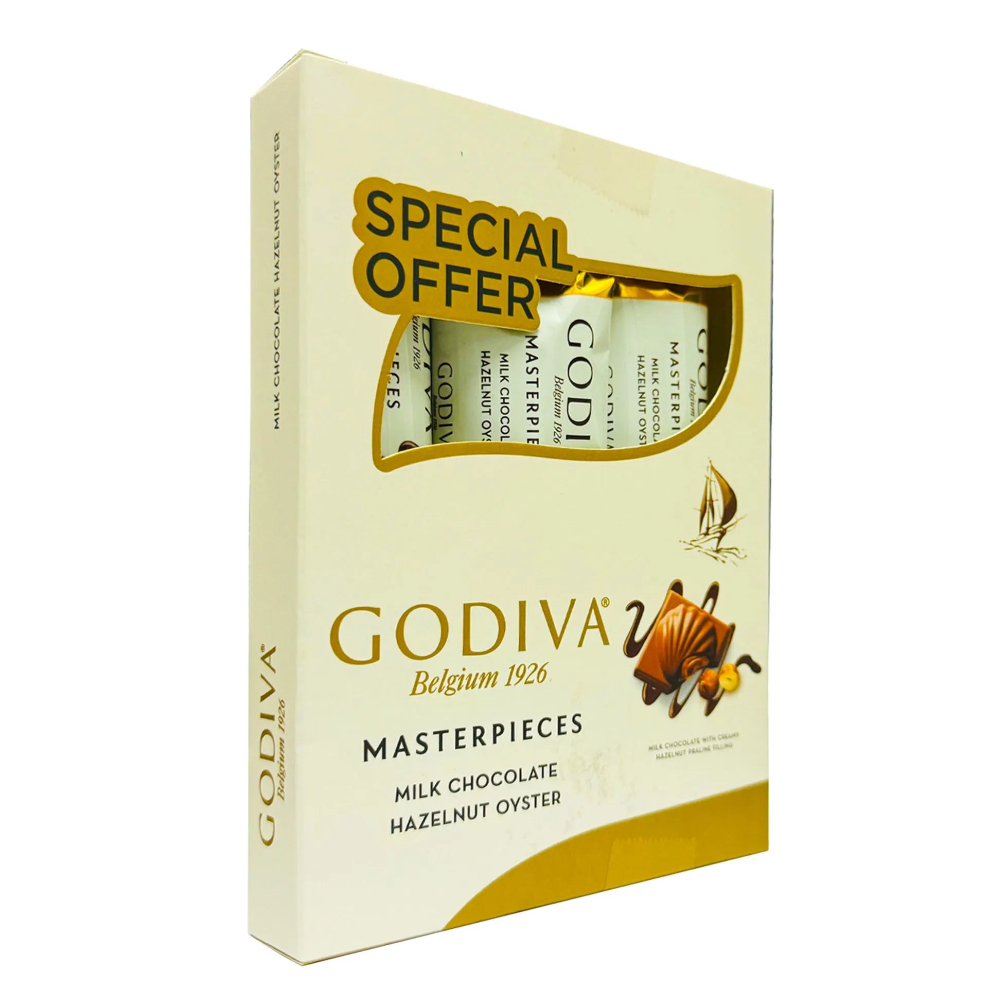 Godiva Masterpieces Milk Chocolate Hazelnut Oyster 30g x4