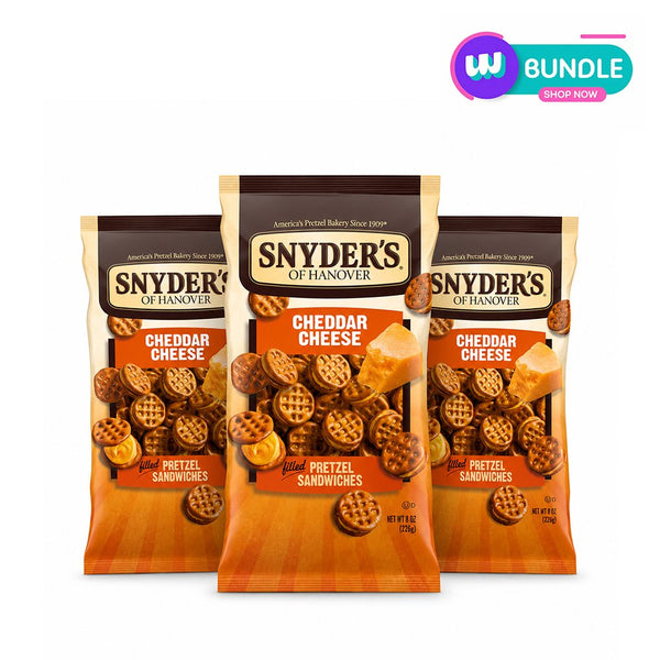 Snyders Cheddar Pretzels 226G x3