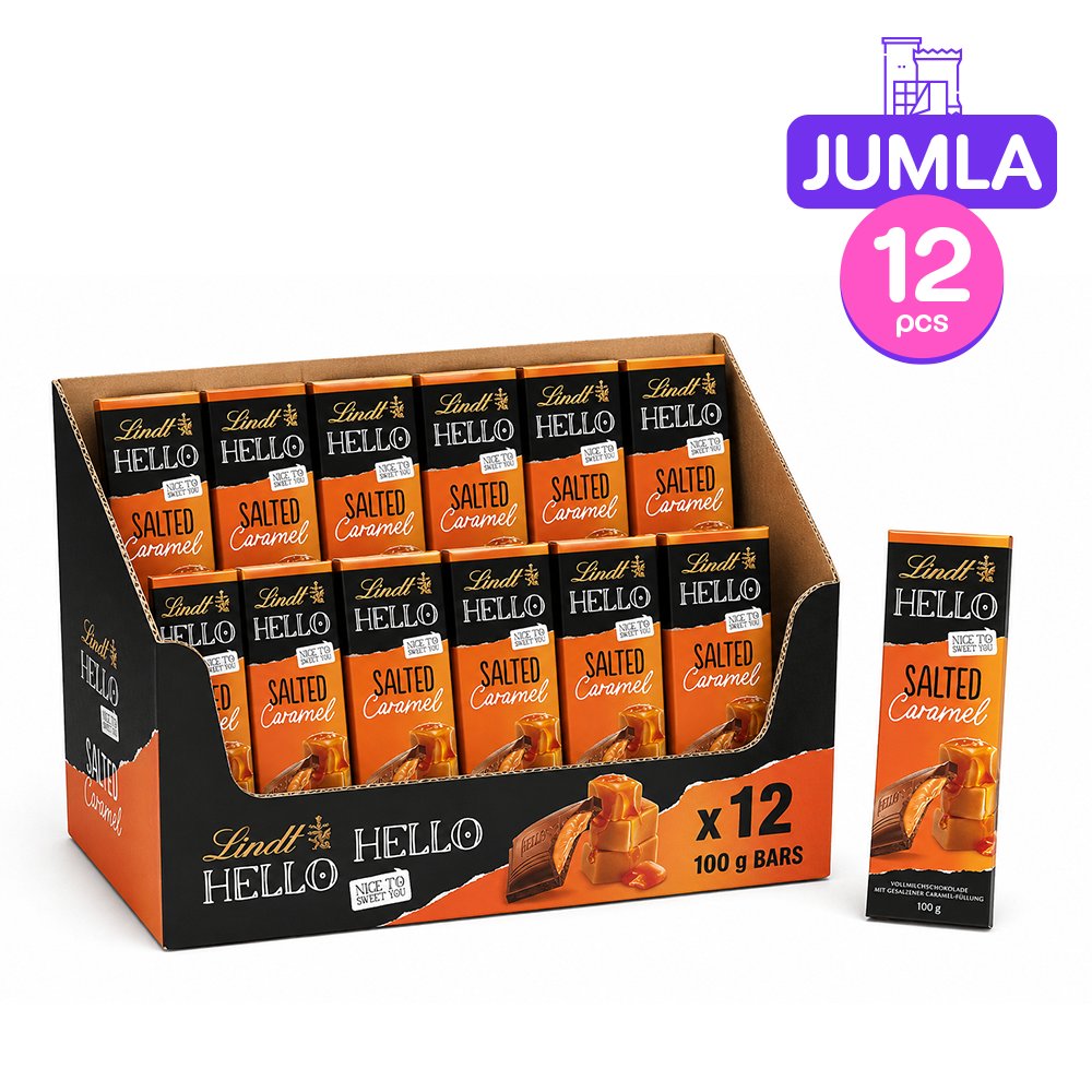 Lindt Hello Salted Caramel Block 100G x12