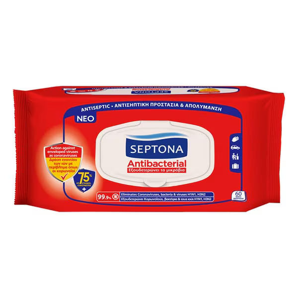 Septona Antibacterial Wipes 75% ALCOHOL 60s