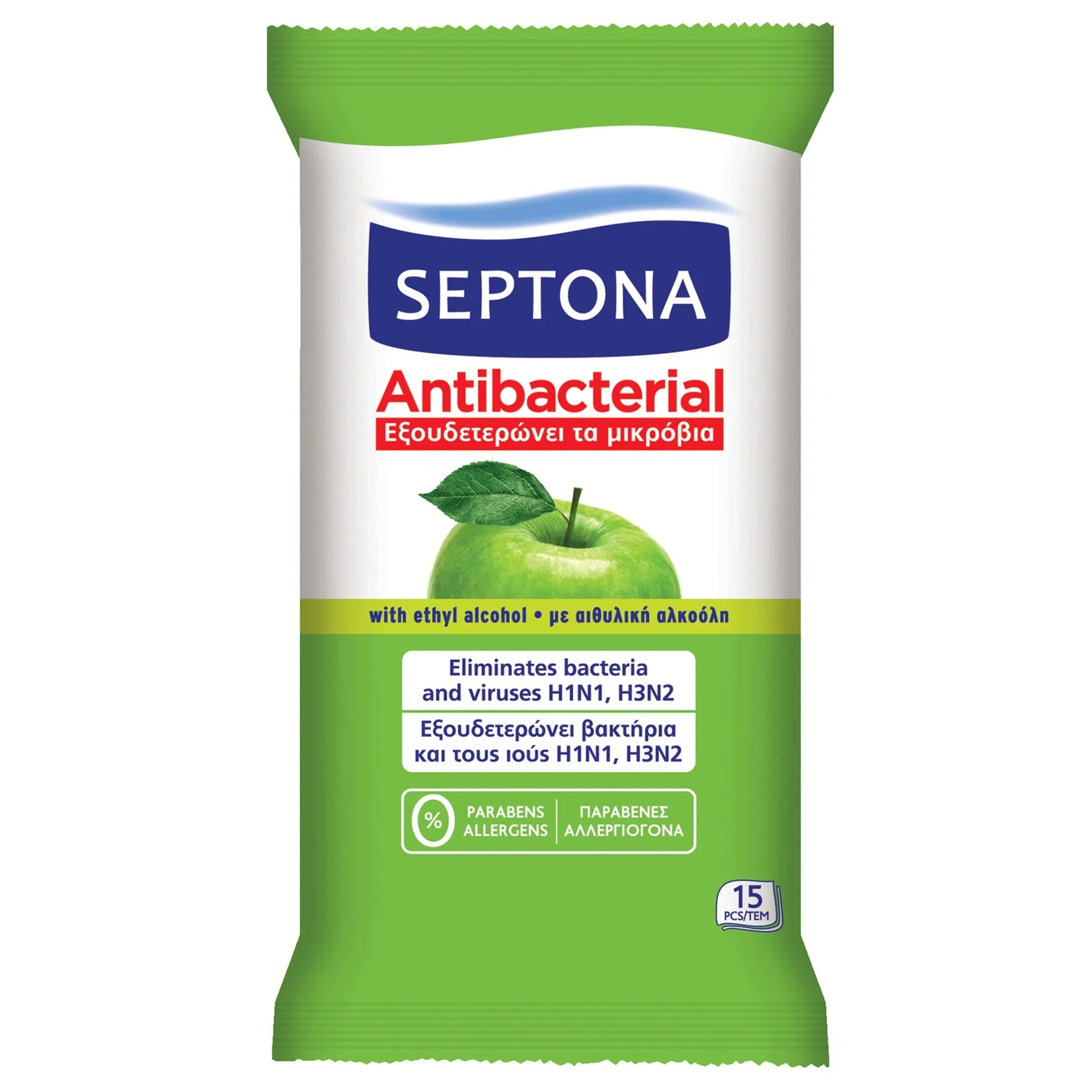 Refreshing Wet Wipes Green Apple 15pcs