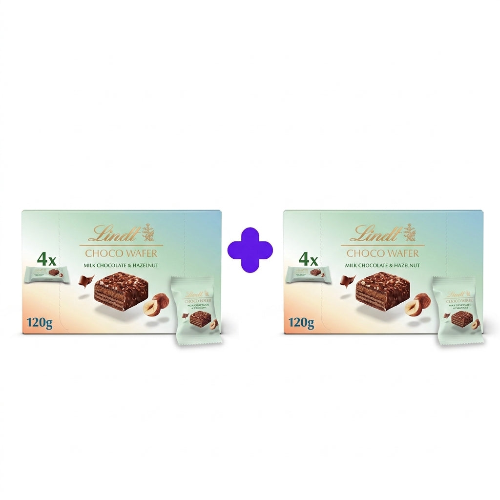ليندت شوكو ويفر بالبندق 4 قطع (1+1 مجانًا)