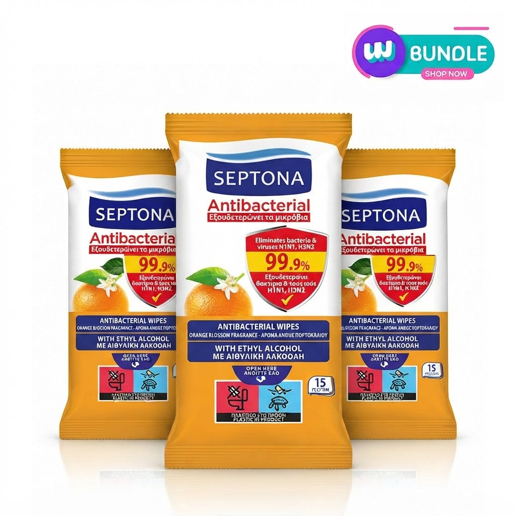 Septona Refresh Wet Wipes Orange Blossom 15pcs x3