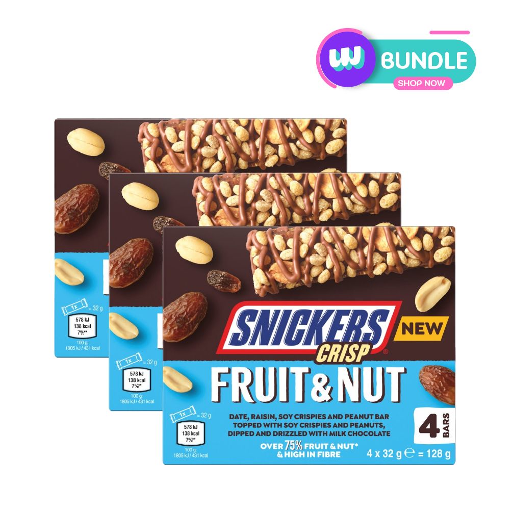 سنيكرز كريسبي فواكه ومكسرات 128 جم × 3
