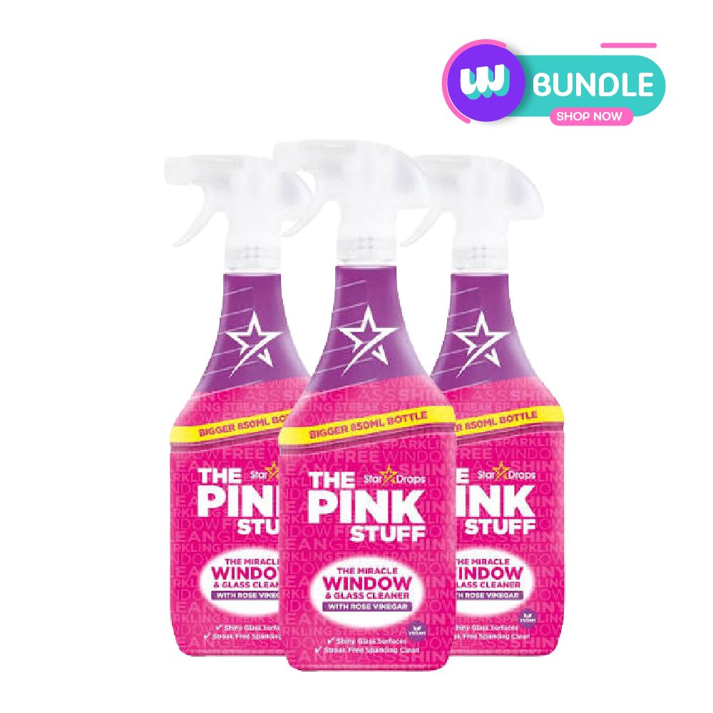 The Pink Stuff Window Clean Rose Vinegar 850ML x3