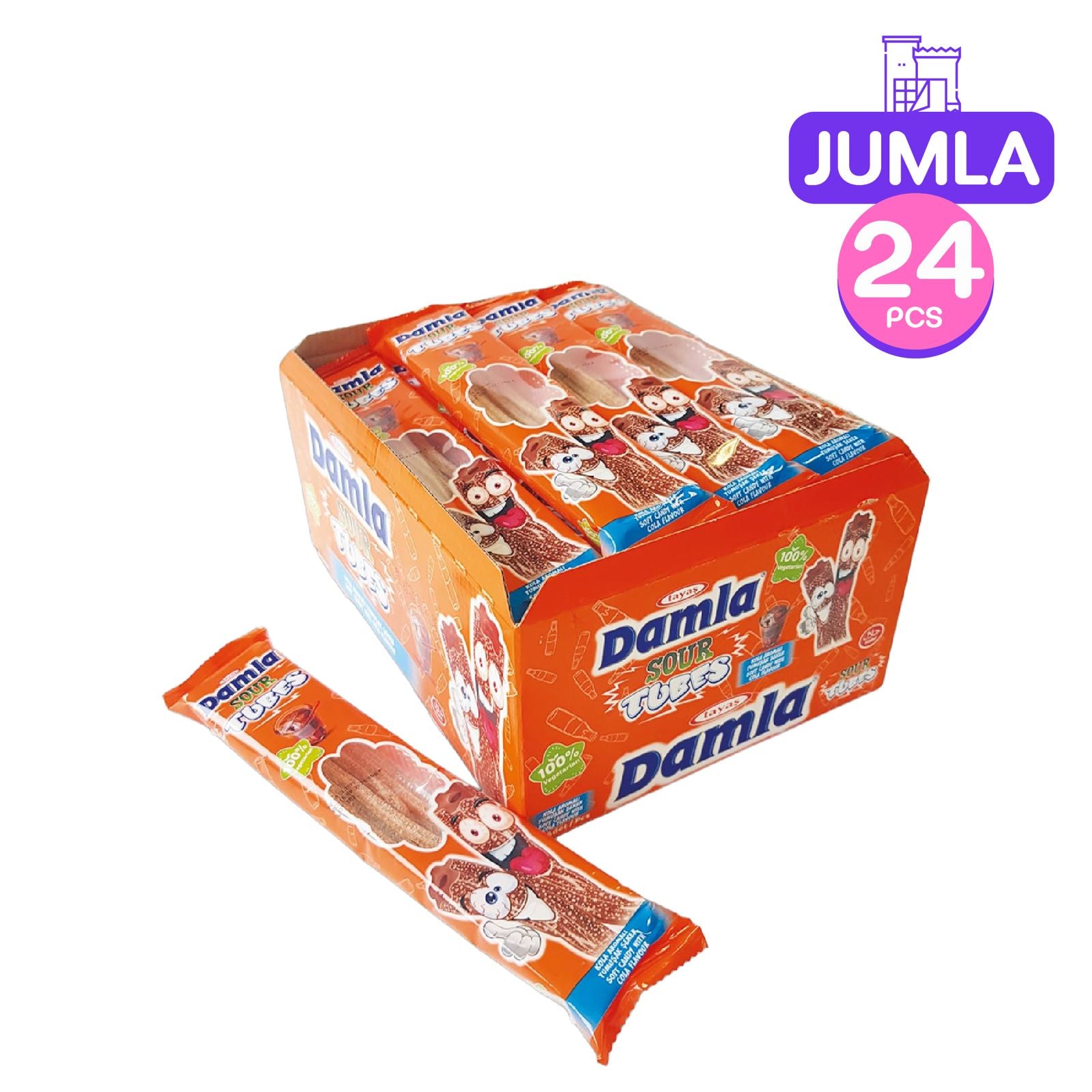 Damla Sour Tubes Cola 30g x24