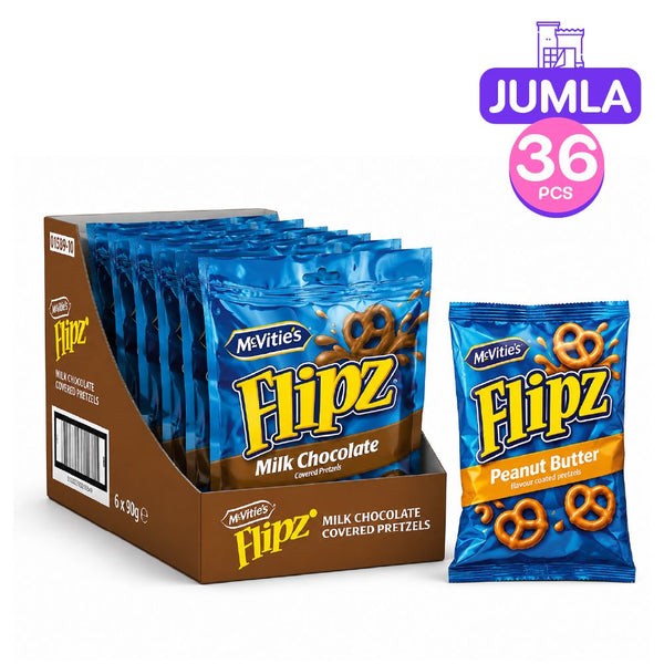 McVities Flipz Peanut Butter Pretzels 90G x36