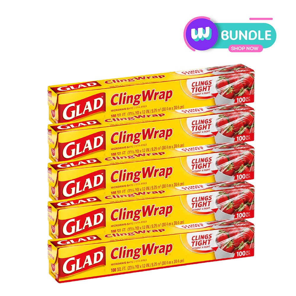 Glad Cling Wrap 100 sq.ft/roll x5