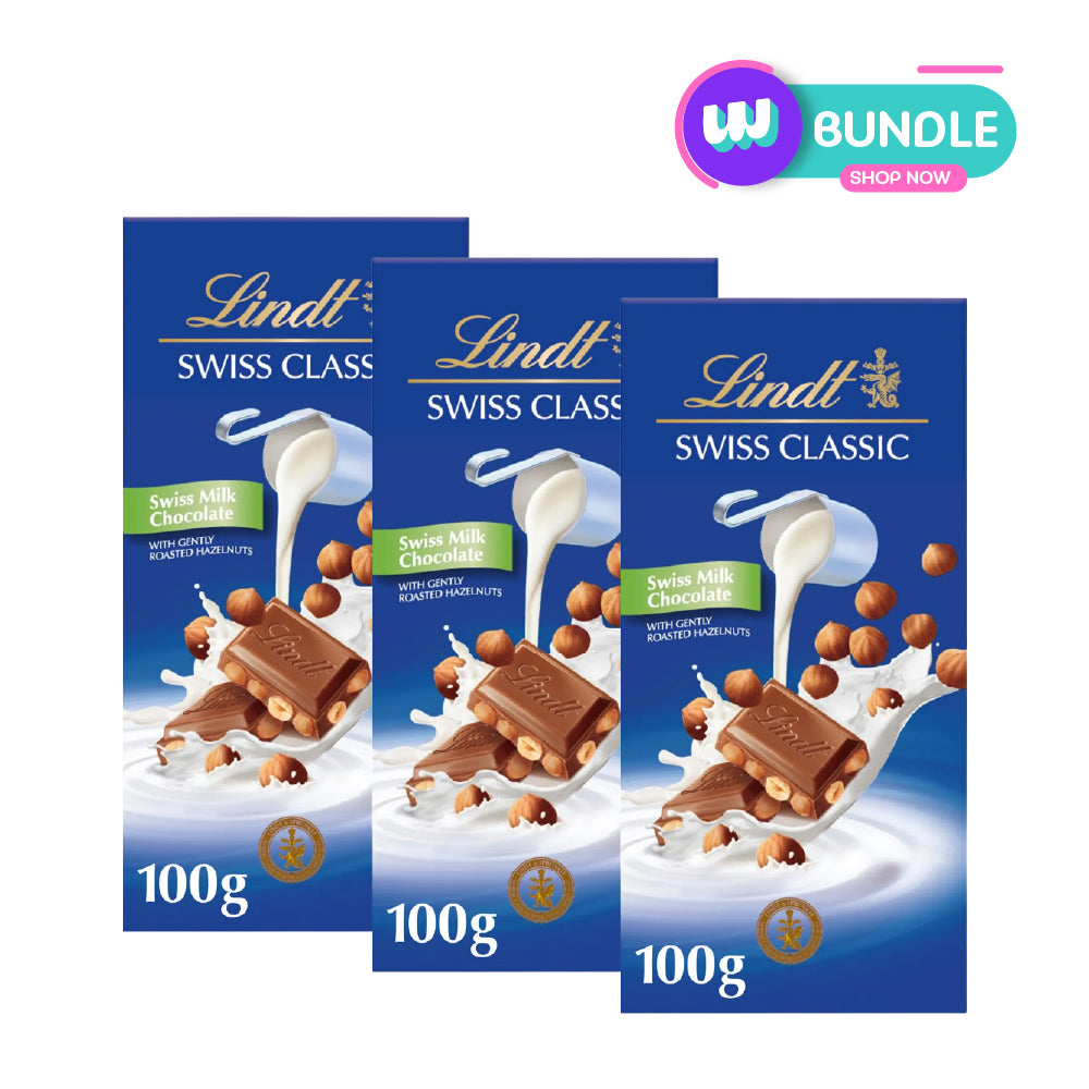 Lindt Swiss Milk Chocolate with Hazelnut 100 g x3